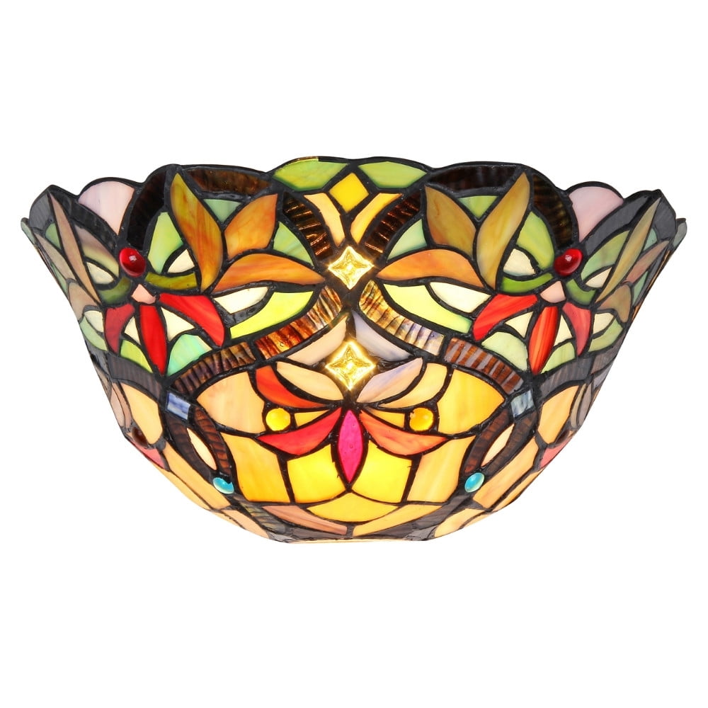 Elegant Black Tiffany Style Wall Sconce with Multicolor Glass