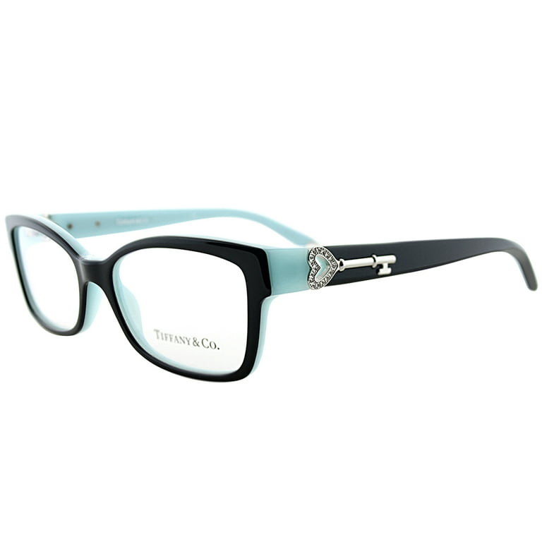 Tiffany TF 2064B 8055 Black on Tiffany Blue Plastic Rectangle Eyeglasses  51mm