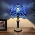 thumbnail image 1 of Tiffany Table Lamp Blue Stained Glass Baroque Style LED Bulb Included for Living Room Bedroom Bedside 12'W*12"D*19"H, 1 of 6