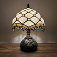 thumbnail image 1 of Tiffany Table Lamp Gold Stained Glass Crystal Beans LED Bulb Included Dragonfly Base for Living Room Bedroom Bedside Office Hotel 10'W*14"H, 1 of 8