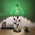 thumbnail image 1 of Tiffany Table Lamp Green Leaves Stained Glass Iron Metal Leaves Bronze Base Included LED Bulb for Living Room Dining Room Bedroom Bedside 12"W*12"D*22"H, 1 of 5
