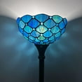 thumbnail image 1 of Tiffany Torch Floor Lamp Blue Green Stained Glass Crystal Beans LED bulb included For Living Room Bedroom 12"W*12"D*66"H, 1 of 4