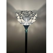 Tiffany Torch Floor Lamp White Baroque Style Lavender LED Bulb Included for Living Room Dining Room Bedroom Office Hotel 12W*12D*66H