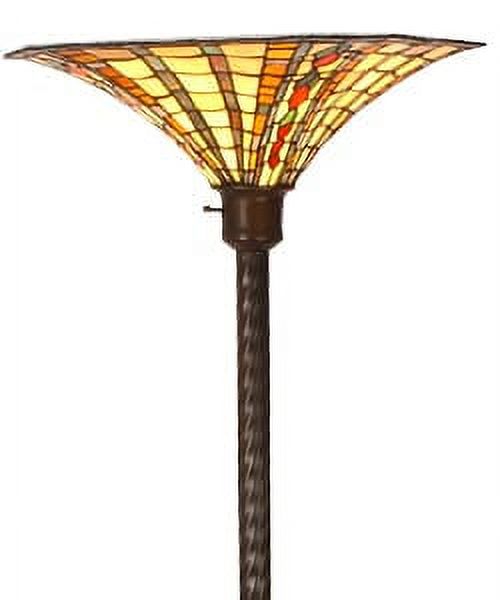 Tiffany Torchiere Floor Lamp, Golden Amber Glass Shade