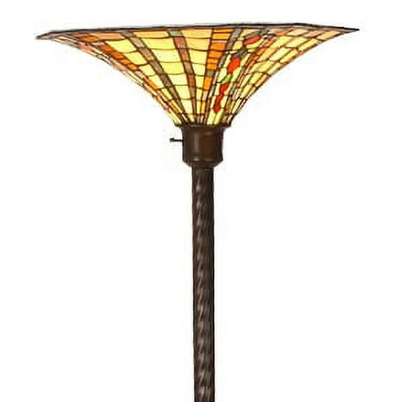 Tiffany Torchiere Floor Lamp, Golden Amber Glass Shade