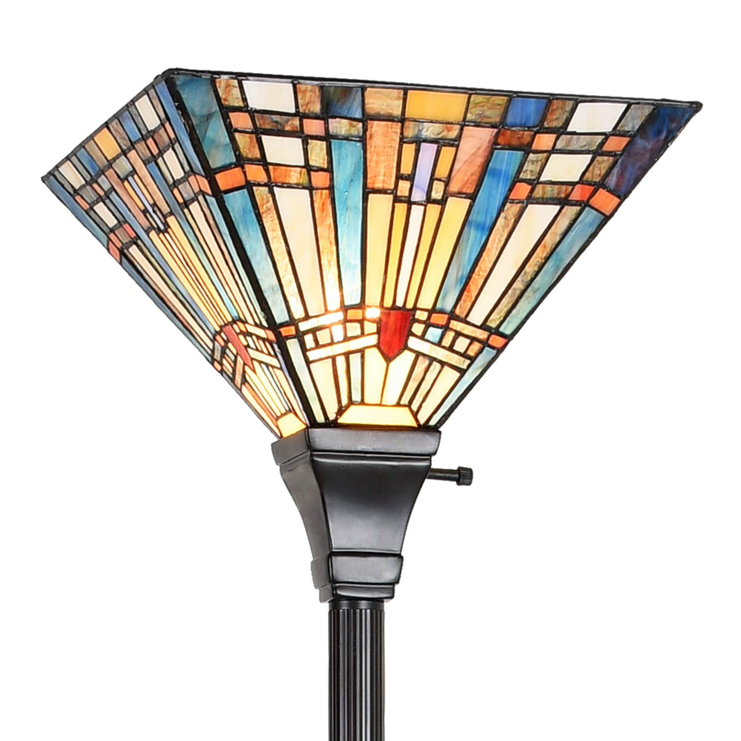 Tiffany Torchiere Floor Lamp,Stained Glass Lamp Shade