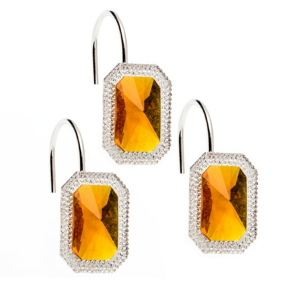 "Tiffany" bejeweld Resin Shower Curtain Hooks in Amber