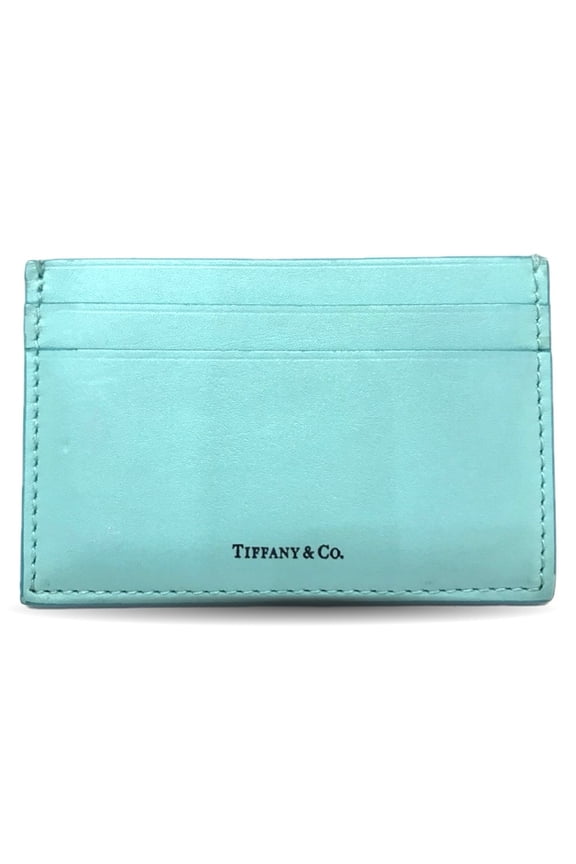 Pre-Owned Tiffany business card holder/card case leather blue turquoise color men's... (Good)