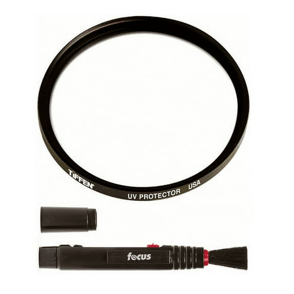 Tiffen 82mm UV Protector Lens Filter with Focus Lens Cleaning Brush Bundle