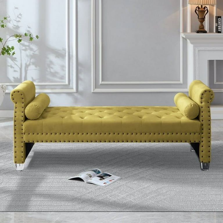 Tiffiany Luxury Tufted Velvet Upholstered Extra Long Bed Bench
