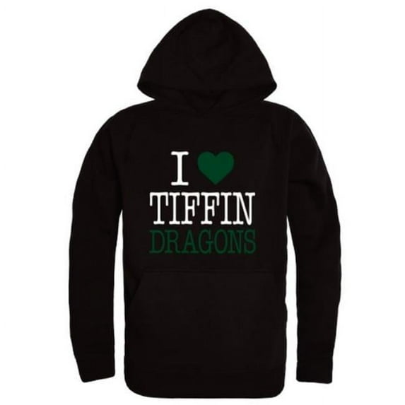 Tiffin University Dragons I Love Hoodie, Black - Small