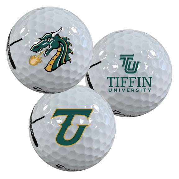 Tiffin University Dragons Logo Edition Officially Licensed NCAA Taylormade Distance+ Golf Balls 12-Pack (Dozen)
