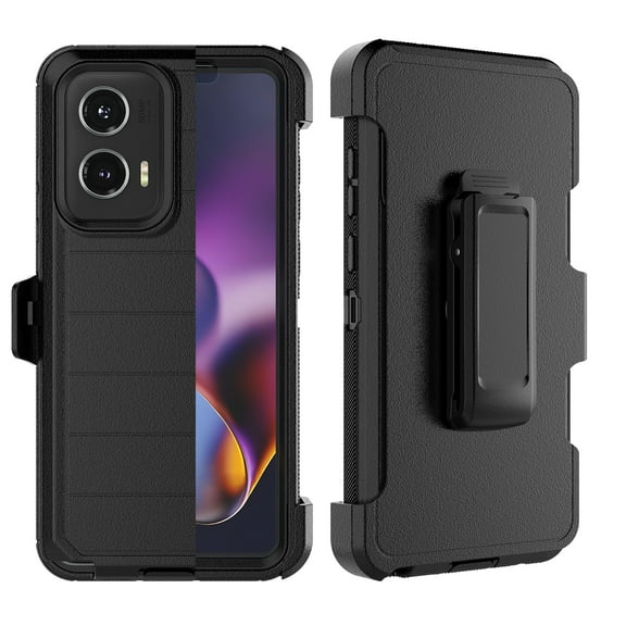 Tiflook for Moto G Stylus 2024 5G with [Built-in Screen Protector] Holster Locking Belt Clip [Military Grade 12FT Drop Tested] Full Body Carrying Kickstand Cover - Black