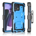 thumbnail image 1 of Tiflook Motorola Moto G 5G (2023 Only) / XT2313 Case Holster, Shock Absorbing [Built-in Screen] [Kickstand Locking Belt] Carrying Secure Swivel Defender Full Body Cover Blue, 1 of 5
