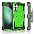 thumbnail image 1 of Tiflook Samsung Galaxy S23 FE 5G 2023 Case Holster, Shock Absorbing [Built-in Screen] [Kickstand Locking Belt] Carrying Secure Swivel Defender Full Body Cover Green, 1 of 5
