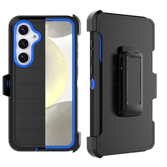 Tiflook for Samsung Galaxy S24 5G 2024 with [Built-in Screen Protector] Holster Locking Belt Clip [Military Grade 12FT Drop Tested] Full Body Carrying Kickstand Cover - Blue