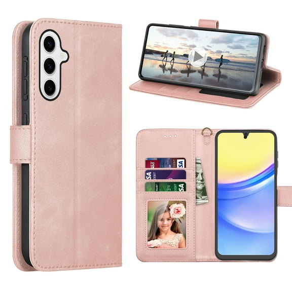 Tiflook For Samsung Galaxy S24 Plus 5G | 2024 | Wallet Case, Luxury PU Leather ID Cash Credit Card Holder Slots [Kickstand Feature] [Wrist Strap] Carrying Flip Cover [Pink]