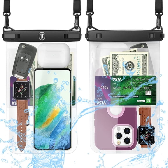 Tiflook [Up to 10"] Large Capacity Waterproof Phone Case IPX8 [2-Pack] Clear Pouch Lanyard Vacation Dry Bag for iPhone 14/13/12/11 Pro Max/Pro/Xr/Xs/8 Plus, Galaxy S23/S22/S21/S20/Note 20/10/A14/A13