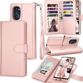 thumbnail image 1 of Tiflook Wallet Case for Motorola Moto G 5G 2022 / Moto G (2022) / XT2213, Luxury PU Leather Cash Credit Card Slots Holder Carrying Folio Flip Cover [Detachable Magnetic Hard Cases] Lanyard - Pink, 1 of 7