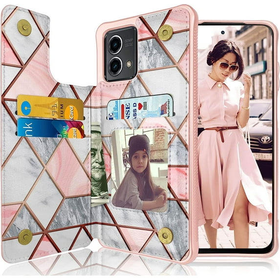 Tiflook Wallet Case for Motorola Moto G Stylus 5G (2023 Only)|XT2315 Minimalist Luxury PU Leather ID Cash Credit Card Holder Slots Magnetic Closure Kickstand Folio Flip Slim Protective Cover - Marble