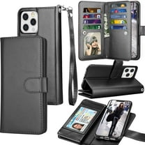 Tiflook Wallet Case For iPhone 13 Pro (6.1 inch) 2021 Luxury ID Cash Credit Card Slots Holder Carrying Pouch Folio Flip PU Leather Cover [Detachable Magnetic Hard Case] - Black