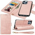 thumbnail image 1 of Tiflook Wallet Case For iPhone 13 Pro (6.1 inch) 2021, Premium Vegan Leather [RFID Blocking] [Detachable Magnetic Removable] Cash ID Credit Card Holder Slots Carrying Flip Cover Strap - Rose Gold, 1 of 7