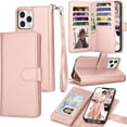 thumbnail image 1 of Tiflook Wallet Case For iPhone 13 Pro Max (6.7 inch) 2021 Luxury ID Cash Credit Card Slots Holder Carrying Pouch Folio Flip PU Leather Cover [Detachable Magnetic Hard Case] Lanyard - Rose Gold, 1 of 7