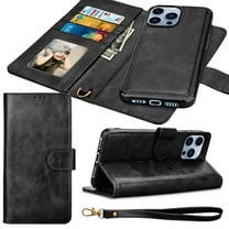 Tiflook Wallet Case For iPhone 13 Pro Max (6.7 inch) 2021, Premium Vegan Leather [RFID Blocking] [Detachable Magnetic Removable] Cash ID Credit Card Holder Slots Carrying Flip Cover Strap -Black