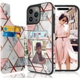 thumbnail image 1 of Tiflook Wallet Case for iPhone 15 Plus | 2023 | 6.7 inch | Minimalist Luxury PU Leather ID Cash Credit Card Holder Slots Magnetic Closure Kickstand Folio Flip Slim Protective Cover - Marble, 1 of 7