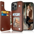 thumbnail image 1 of Tiflook Wallet Case for iPhone 15 Pro | 2023 | 6.1 inch | Minimalist Luxury PU Leather ID Cash Credit Card Holder Slots Magnetic Closure Kickstand Folio Flip Slim Protective Cover - Brown, 1 of 6