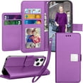 thumbnail image 1 of Tiflook For iPhone 13 Pro (6.1 inch) 2021 Wallet Case, Luxury PU Leather ID Cash Credit Card Holder Slots [Kickstand Feature] [Wrist Strap] Carrying Flip Cover [Purple], 1 of 7