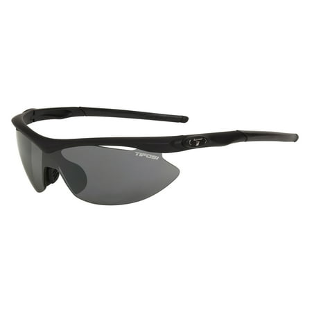 SLIP, MATTE BLACK INTERCHANGEABLE SUNGLASSES SMOKE/AC RED/CLEAR LENSES