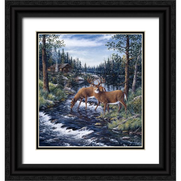 Tift, Jeff 12x13 Black Ornate Wood Framed with Double Matting Museum Art Print Titled - Peaceful Morning