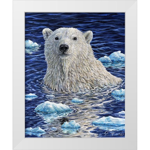 Tift, Jeff 12x14 White Modern Wood Framed Museum Art Print Titled - Polar Bear Painting