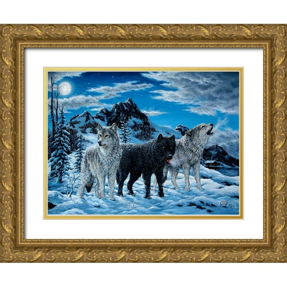 Tift, Jeff 14x11 Gold Ornate Wood Framed with Double Matting Museum Art Print Titled - Night Howl