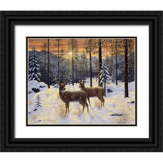 Tift, Jeff 14x12 Black Ornate Wood Framed with Double Matting Museum Art Print Titled - Evening Silence