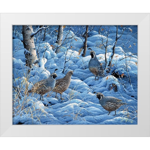 Tift, Jeff 14x12 White Modern Wood Framed Museum Art Print Titled - Winter Covey
