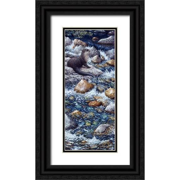 Tift, Jeff 16x32 Black Ornate Wood Framed with Double Matting Museum Art Print Titled - River Otter 2
