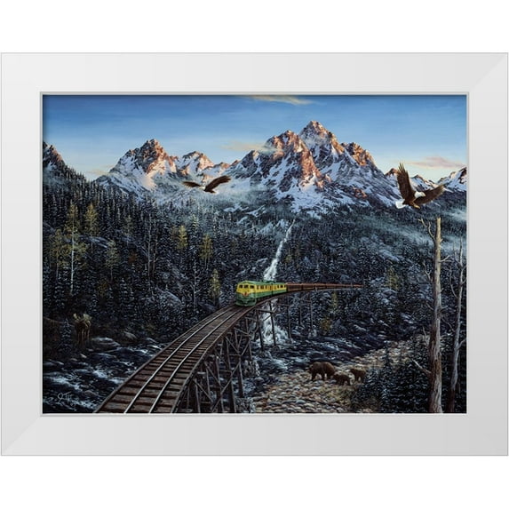 Tift, Jeff 18x15 White Modern Wood Framed Museum Art Print Titled - Train And Eagle