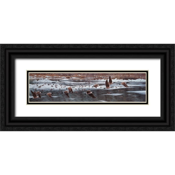 Tift, Jeff 18x7 Black Ornate Wood Framed with Double Matting Museum Art Print Titled - Along The Waterfront