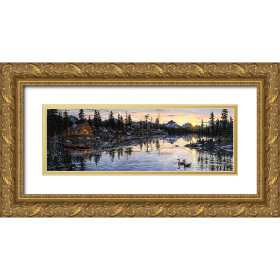 Tift, Jeff 24x11 Gold Ornate Wood Framed with Double Matting Museum Art Print Titled - Evening Sunset