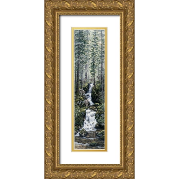 Tift, Jeff 8x18 Gold Ornate Wood Framed with Double Matting Museum Art Print Titled - Cascade Wolves