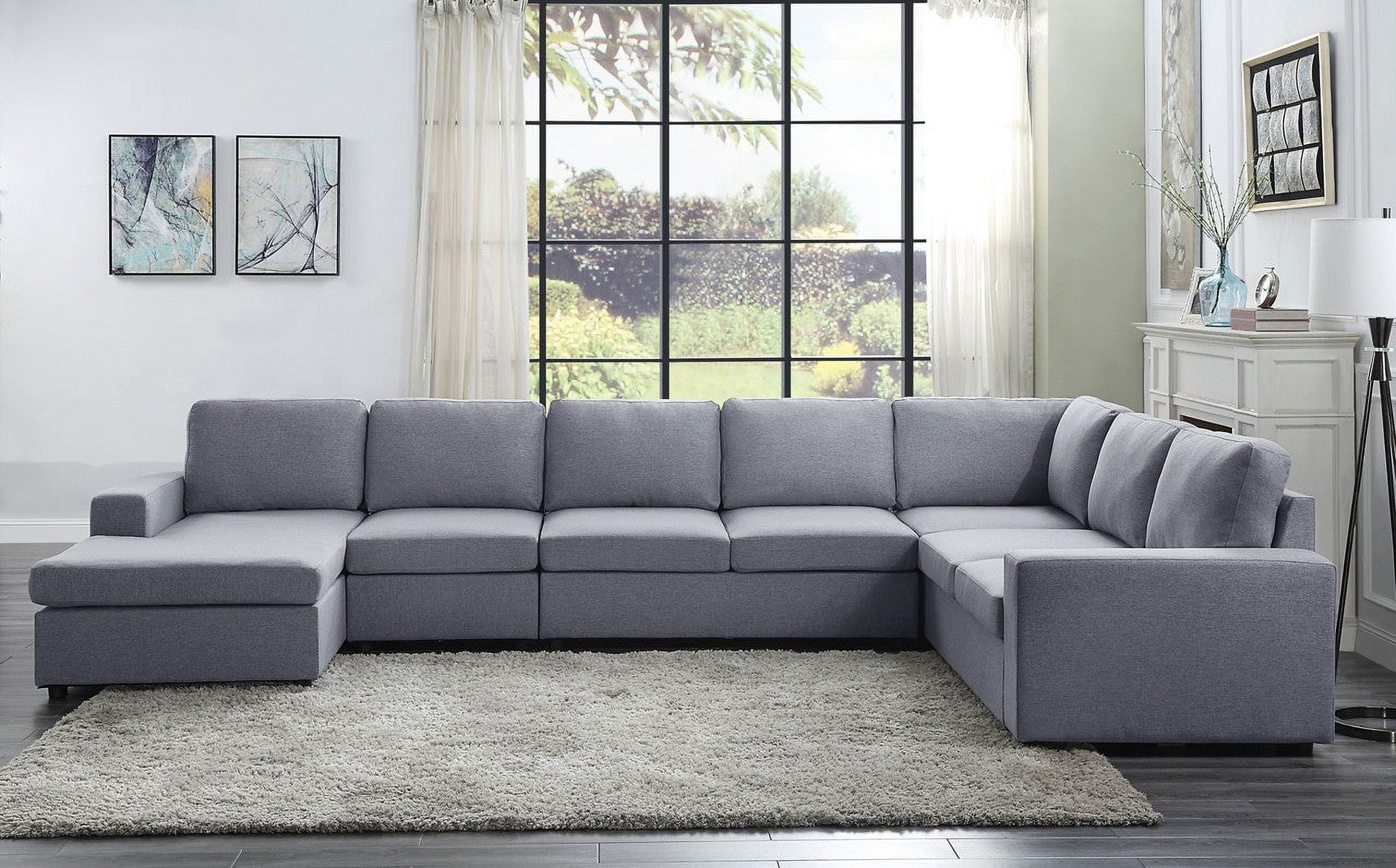 Chicago Bears Inspired Light Gray Modular Sectional Sofa Set, 7-Piece