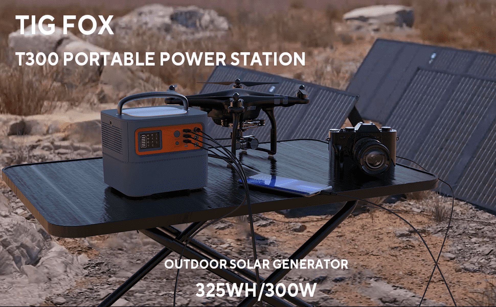 Tig Fox T300, 300w/325Wh,Portable Power Station for Outdoor Solar  Generator, Portable Power Supply for Camping, Backup Battery Pack,  Emergency Home