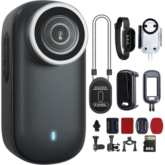 Tigebraver 4K Mini Action Camera 64GB Thumb POV Wearable Body Cam with IPX7 Waterproof, Magnetic Pendant & 360 Rotatable Clip, Motion Detection, WiFi Sharing  Hands-Free Recording (Black)