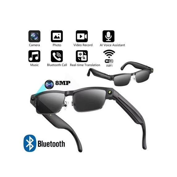 Tigebraver AI Smart Glasses With 8MP HD Camera & 1200P Stabilized Video ...