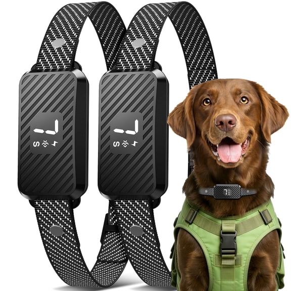 Tigebraver Dog Bark Collar For Large Medium Small Dogs, Smart No-Bark Collar With 7 Sensitivity & 3 Modes, Rechargeable & IP67 Waterproof, Black 2 Pack