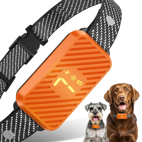 Tigebraver Dog Bark Collar For Large Medium Small Dogs, Smart No-Bark Collar With 7 Sensitivity Levels & 3 Modes, Rechargeable & Waterproof (Neon Orange)