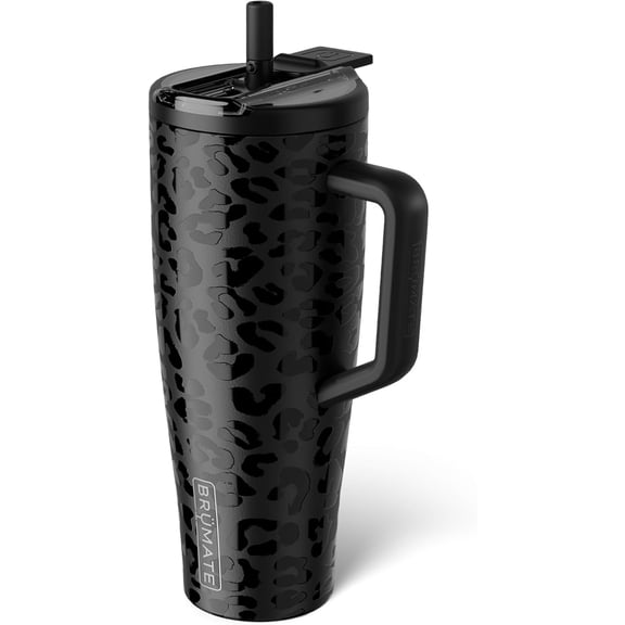Tigebraver Era Flip 40oz Tumbler with Covered Flip Down Straw | 100% Leakproof Insulated Tumbler | Made of Stainless Steel | Cup Holder Friendly Base | 40oz (Onyx Leopard)