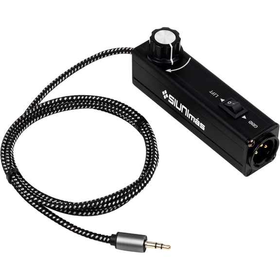 Tigebraver Pro 01A AUX To XLR 3-Pin Noise Isolation Direct Box With Volume Controller & Grounding Switch, Built-In Nylon Braided Cable 3.5ft, 3.5mm AUX Plug